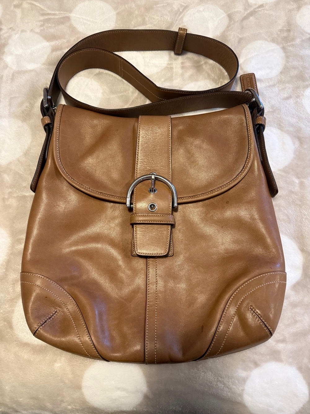 Coach SoHo Leather Convertible Crossbody Shoulder Bag in Tan